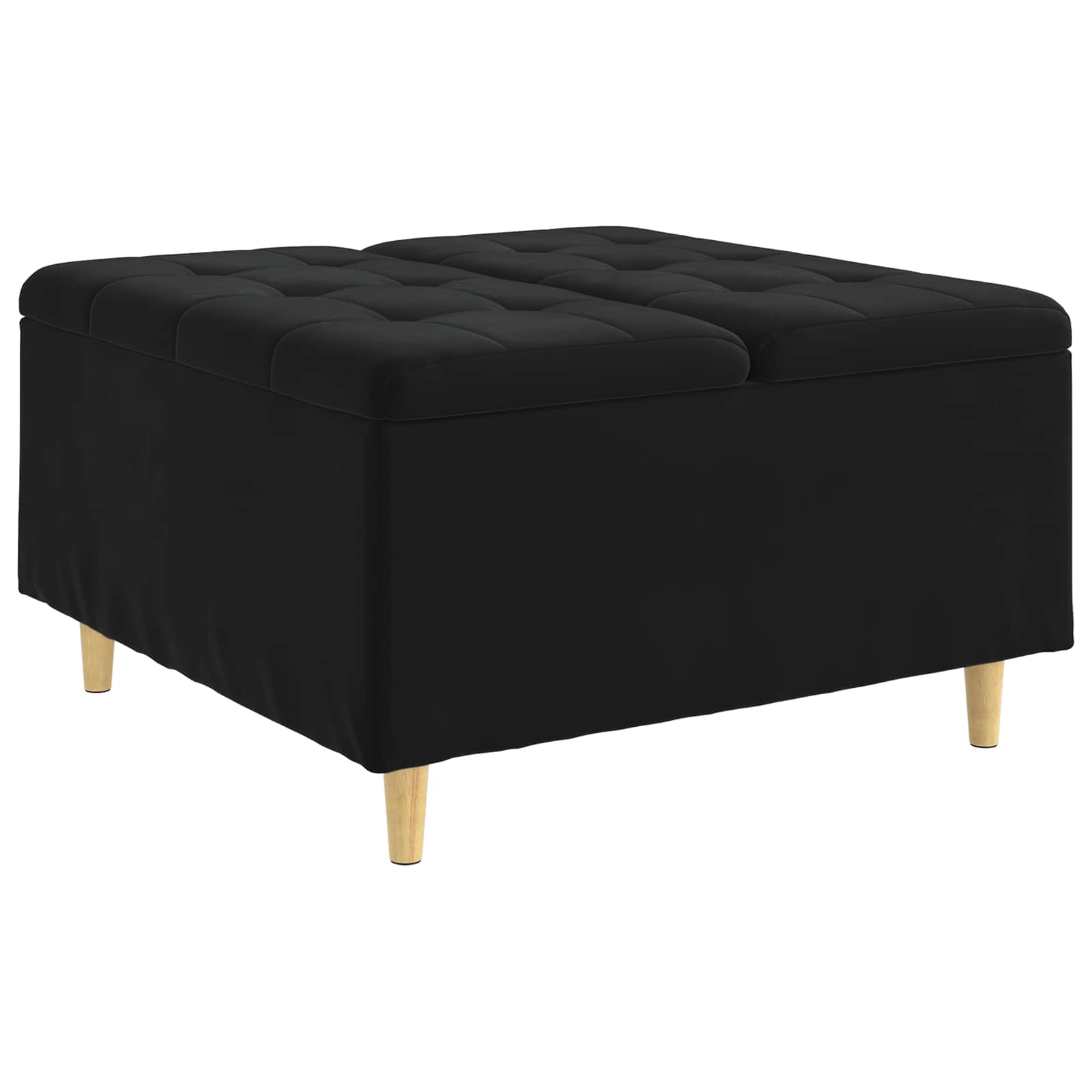 Ottoman mit Stauraum Schwarz 80 x 80 x 45 cm Samt