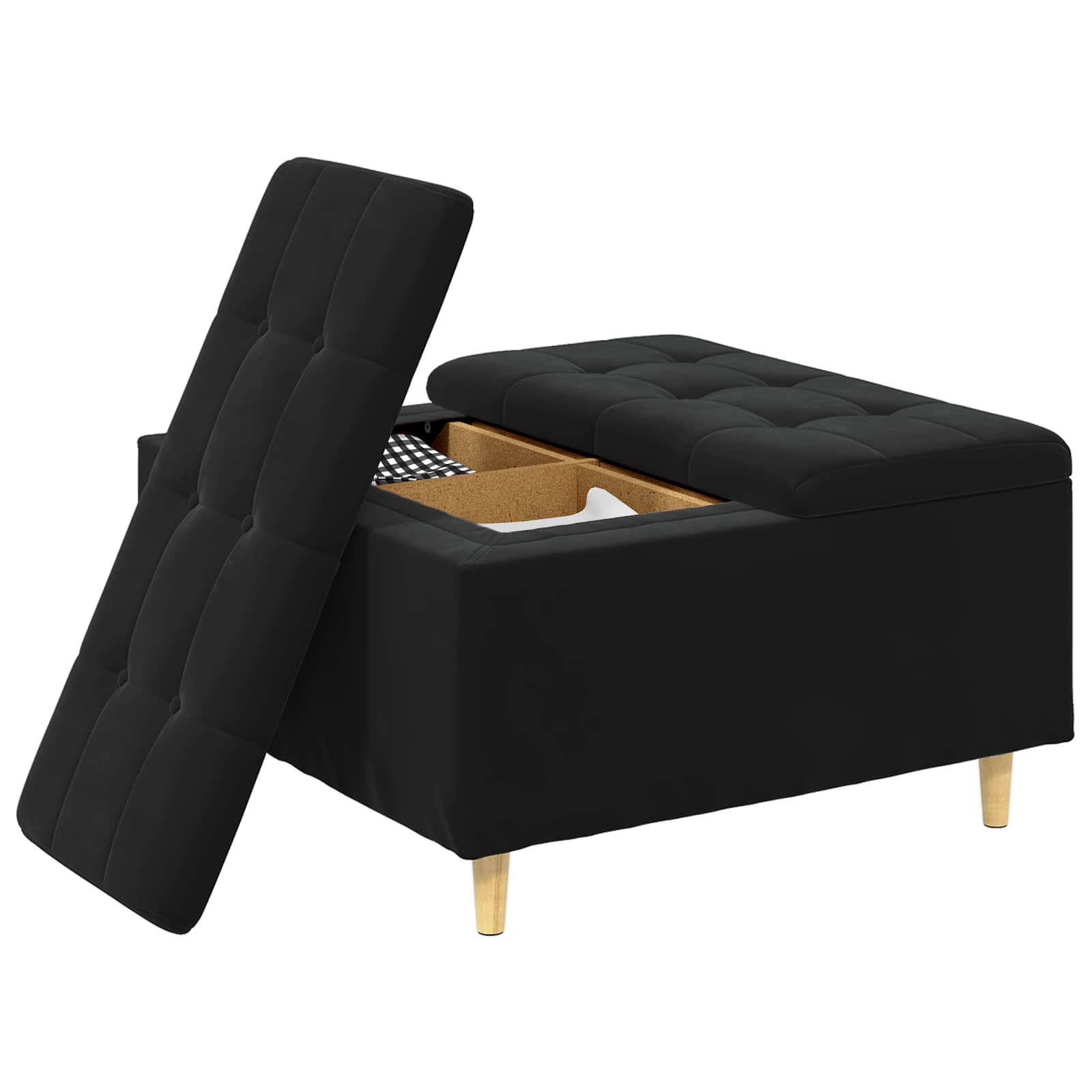 Ottoman mit Stauraum Schwarz 80 x 80 x 45 cm Samt