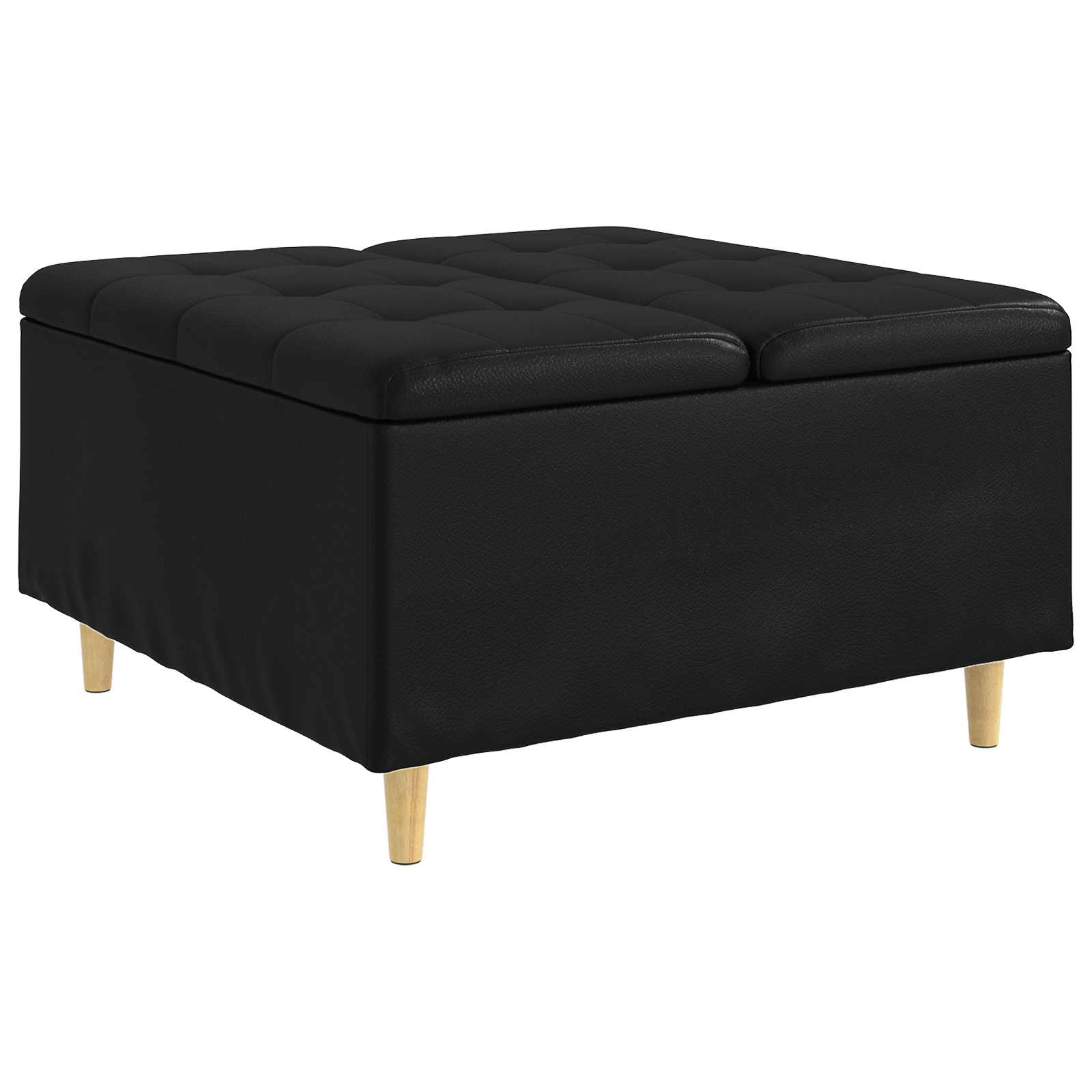 Ottoman mit Stauraum Schwarz 80 x 80 x 45 cm Kunstleder