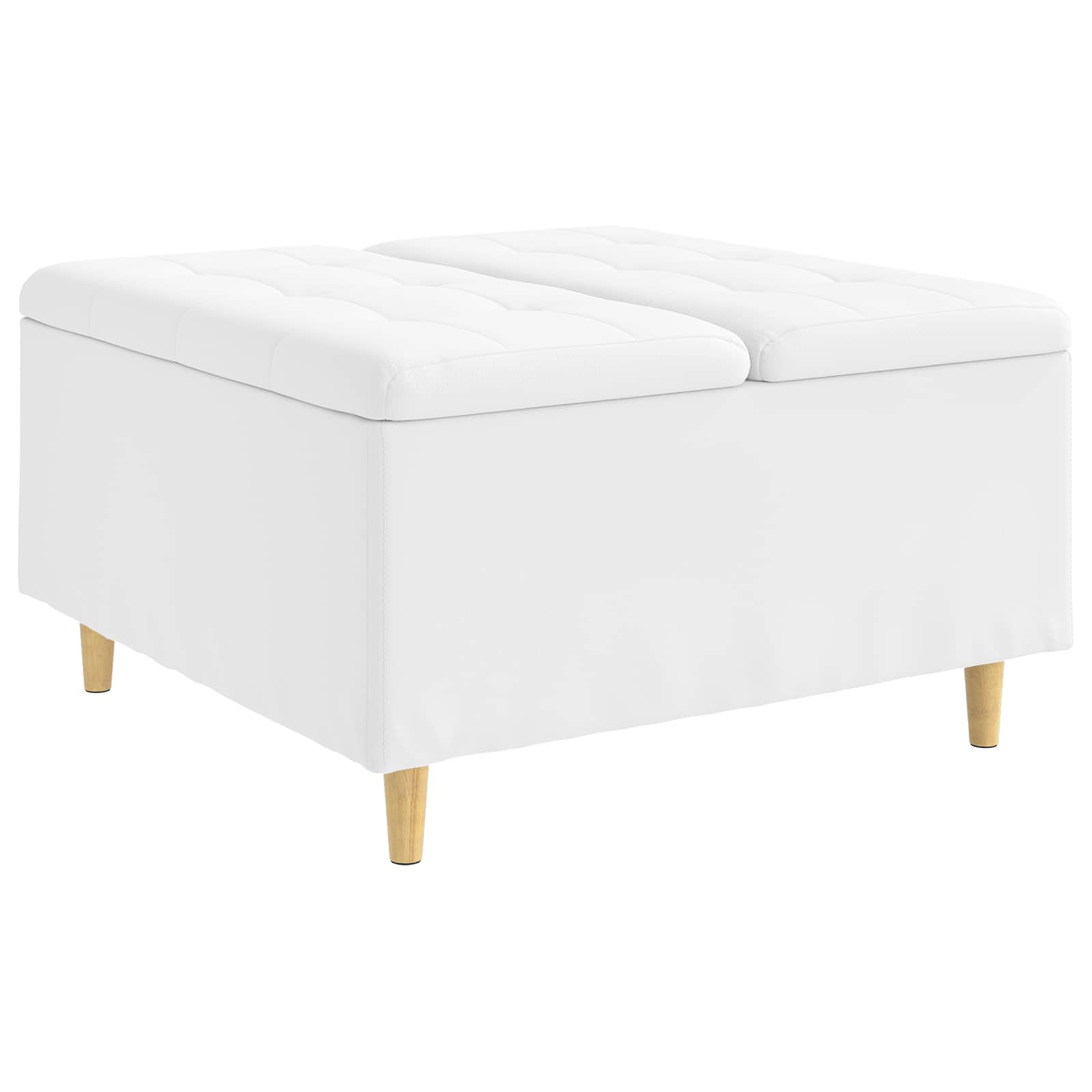 Ottoman mit Stauraum Weiß 80 x 80 x 45 cm Kunstleder