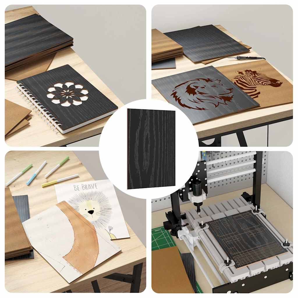 Dekoplatten 150 Stk. Schwarz Eichen-Optik 15 x 21 x 0,27 cm
