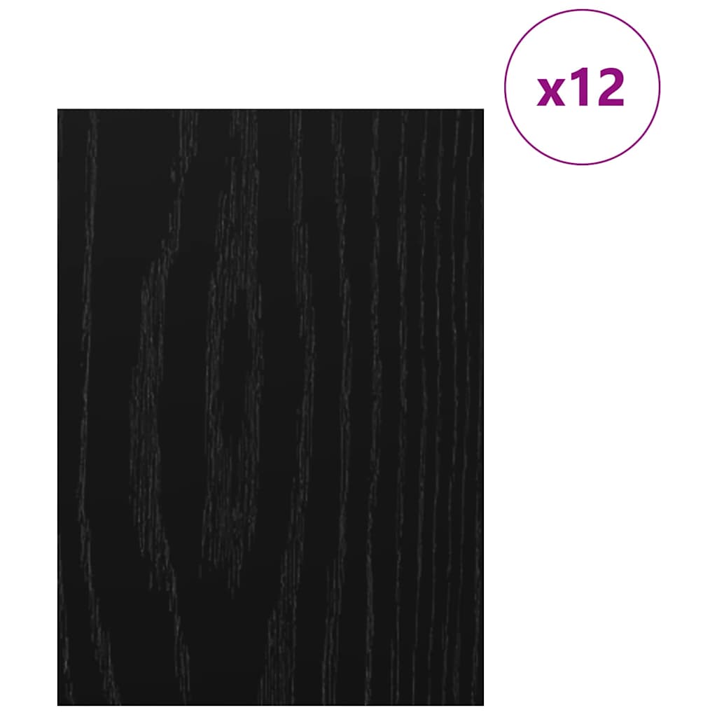 Dekoplatten 12 Stk. Schwarz Eichen-Optik 30 x 42 x 0,27 cm