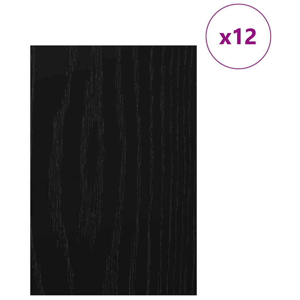 Dekoplatten 12 Stk. Schwarz Eichen-Optik 40 x 60 x 0,27 cm