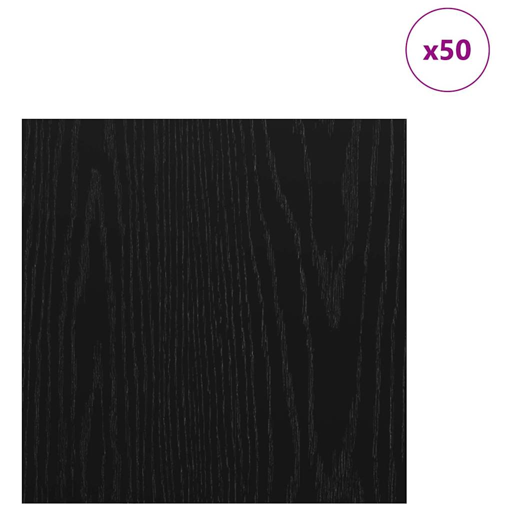 Dekoplatten 50 stk. Schwarz Eichen-Optik 30 x 30 x 0,27 cm
