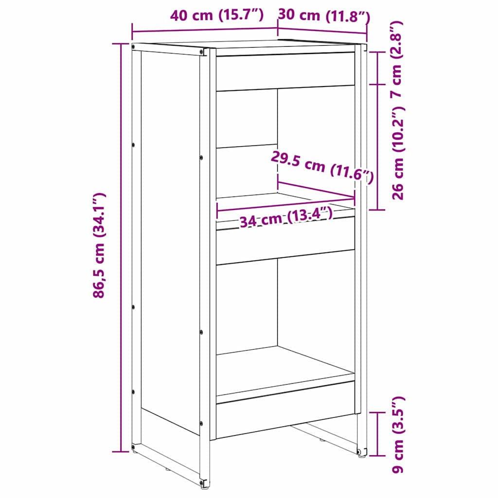 Bücherregal 40 x 30 x 86,5 cm Holzwerkstoff Raucharbe