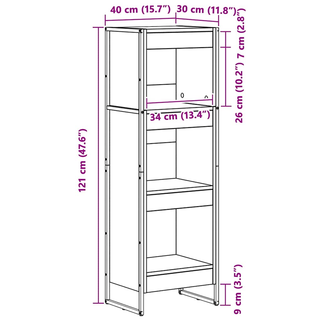 Bücherregal 40 x 30 x 121 cm Holzwerkstoff Raucharbe