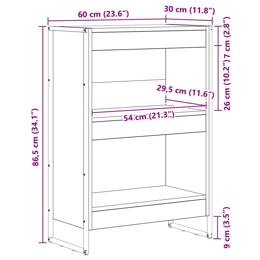 Bücherregal 60 x 30 x 86,5 cm Holzwerkstoff Raucharbe