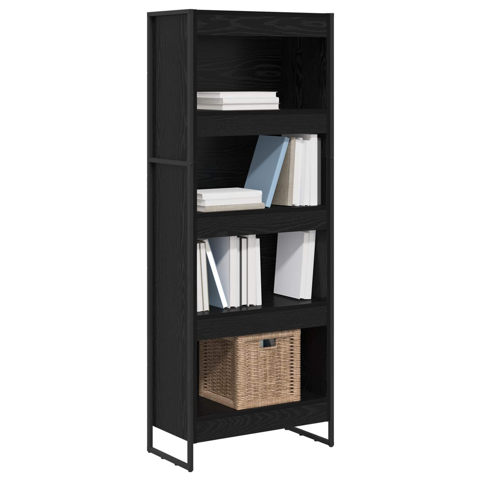 Bücherregal 60 x 30 x 155 cm Holzwerkstoff Schwarz Eichen-Optik