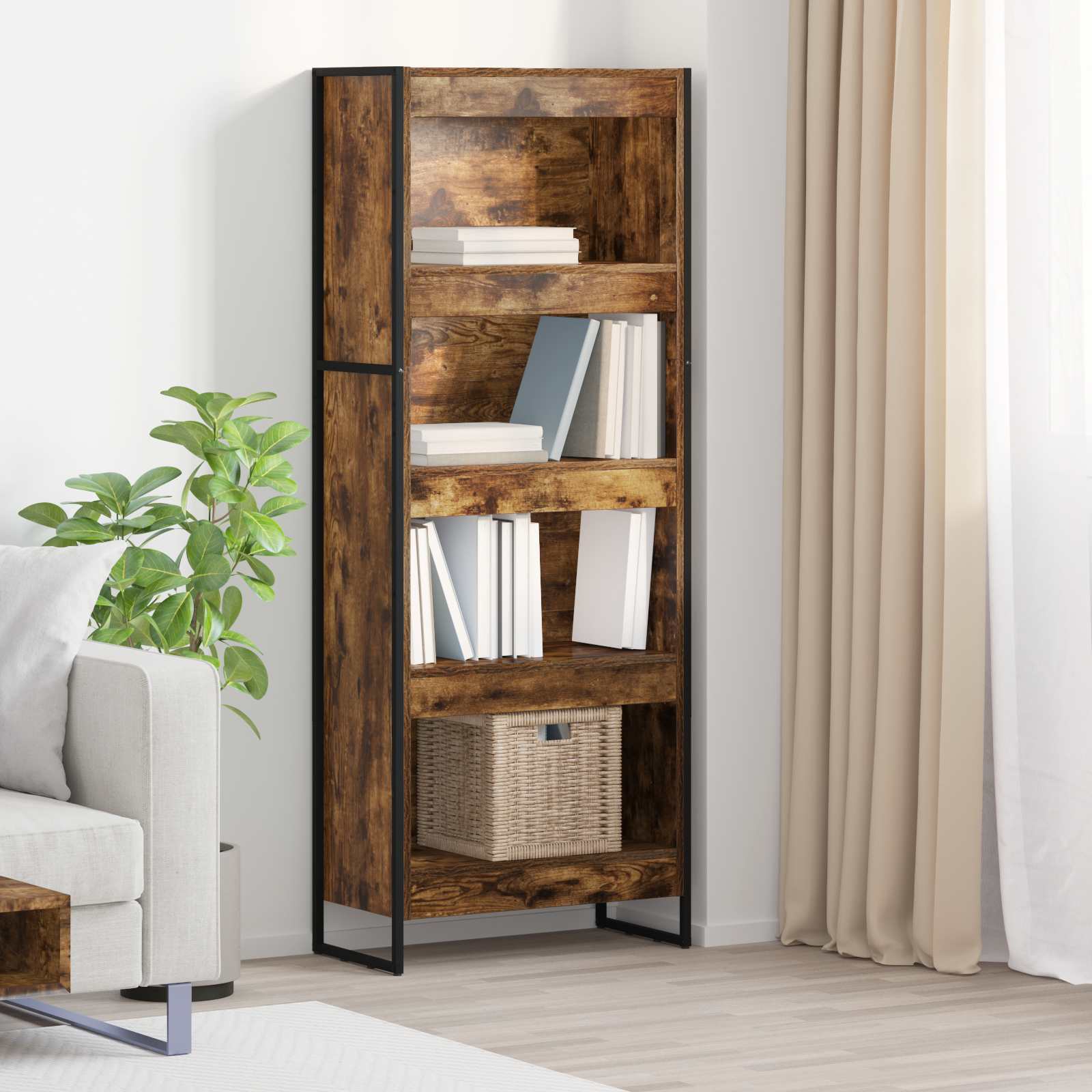 Bücherregal 60 x 30 x 155 cm Holzwerkstoff Raucharbe