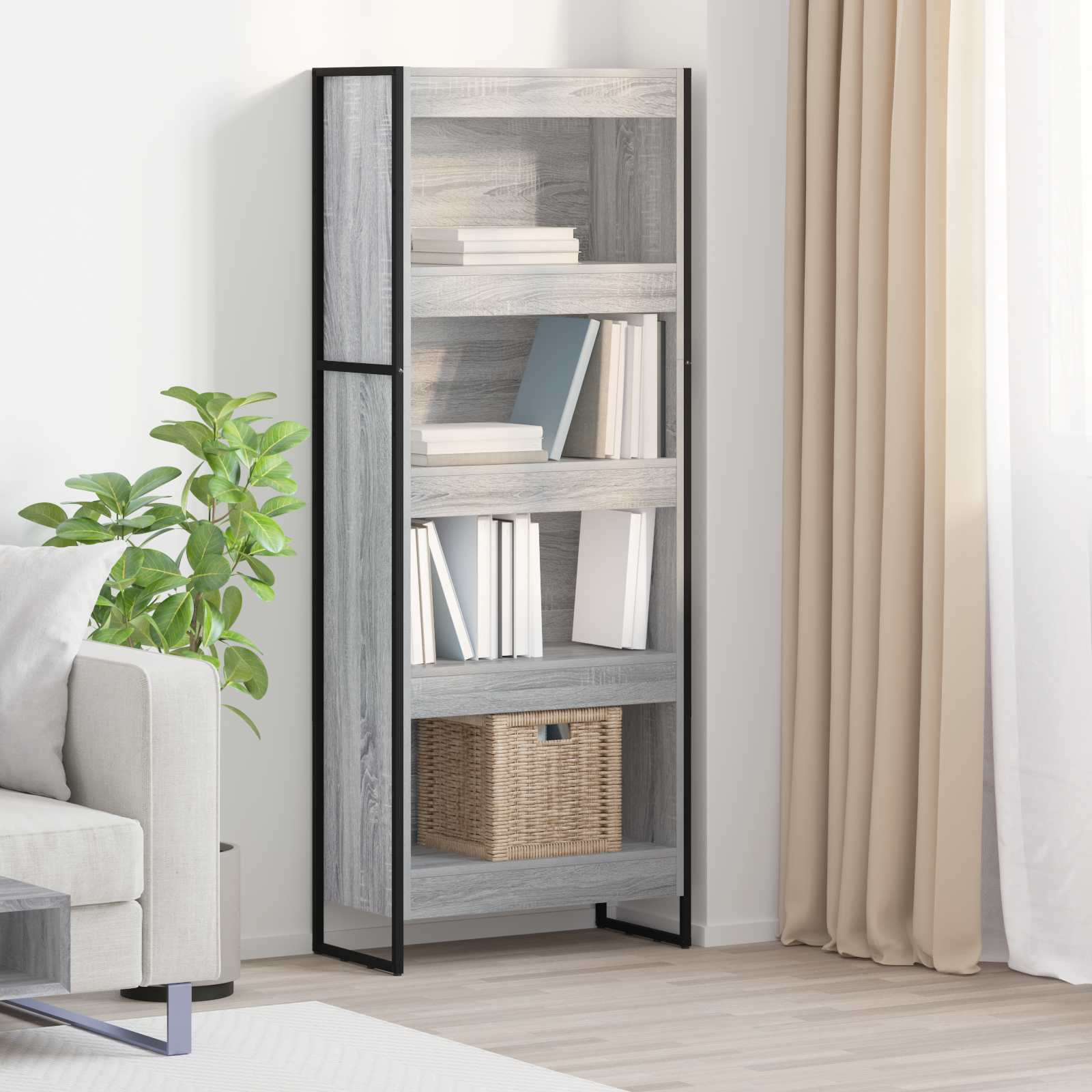 Bücherregal 60 x 30 x 155 cm Holzwerkstoff Graues Sonoma
