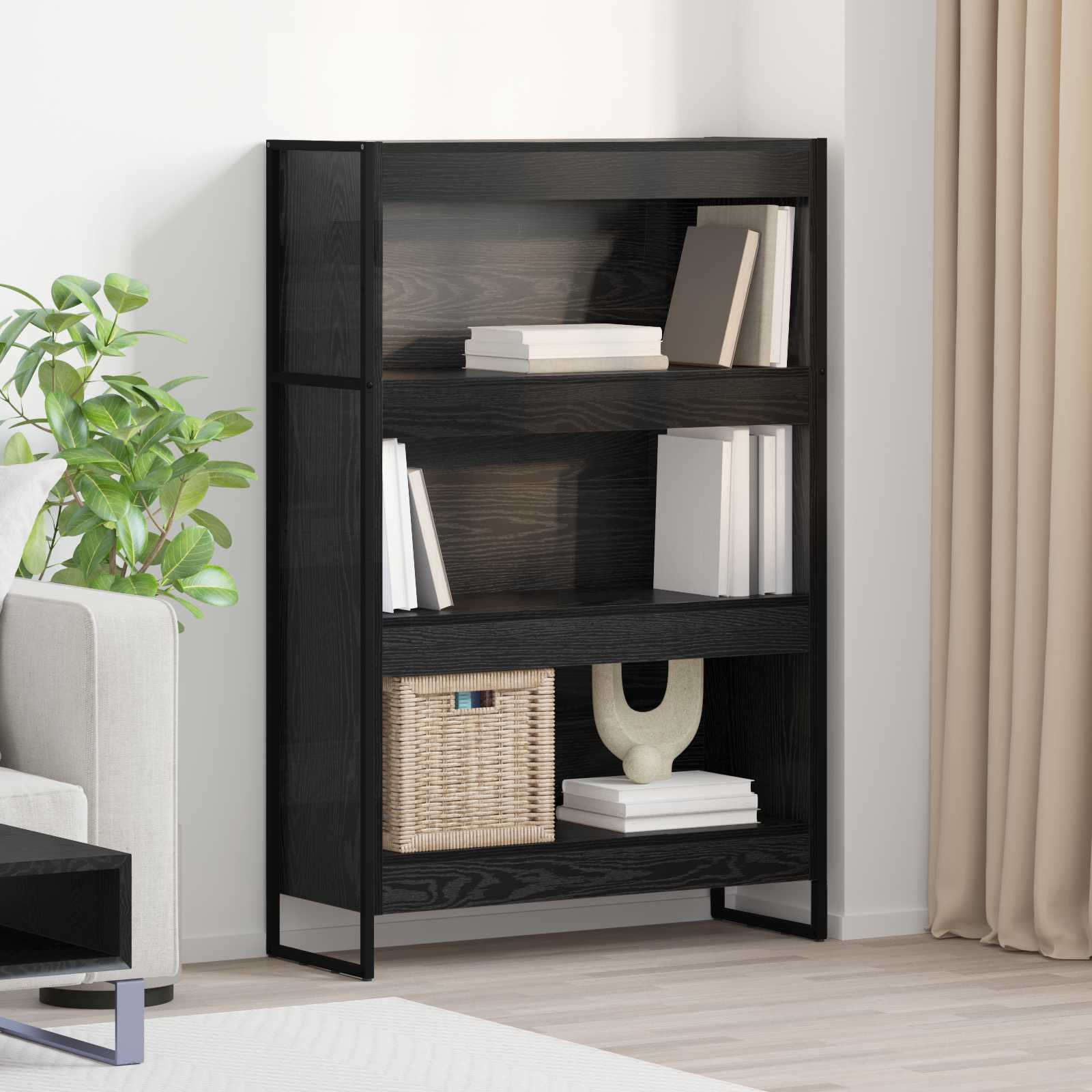 Bücherregal 80 x 30 x 121 cm Holzwerkstoff Schwarz Eichen-Optik