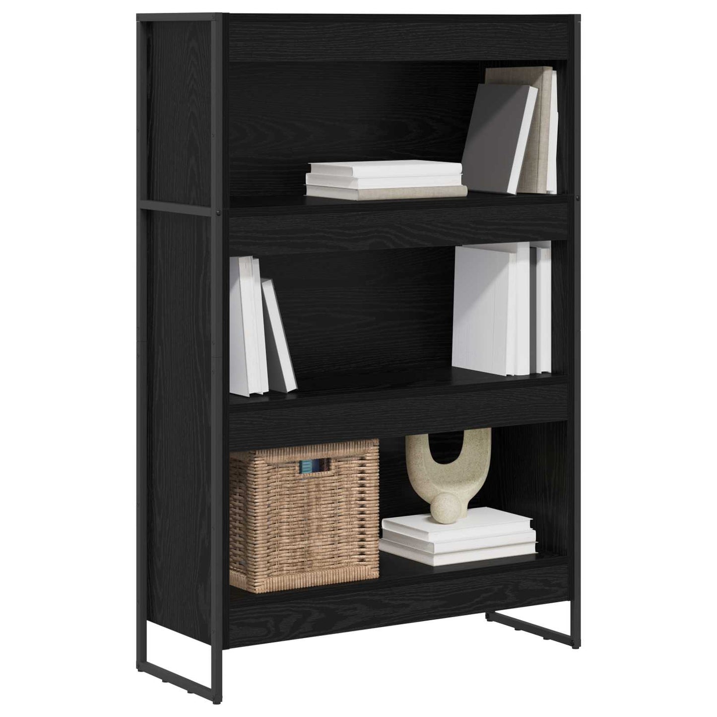 Bücherregal 80 x 30 x 121 cm Holzwerkstoff Schwarz Eichen-Optik