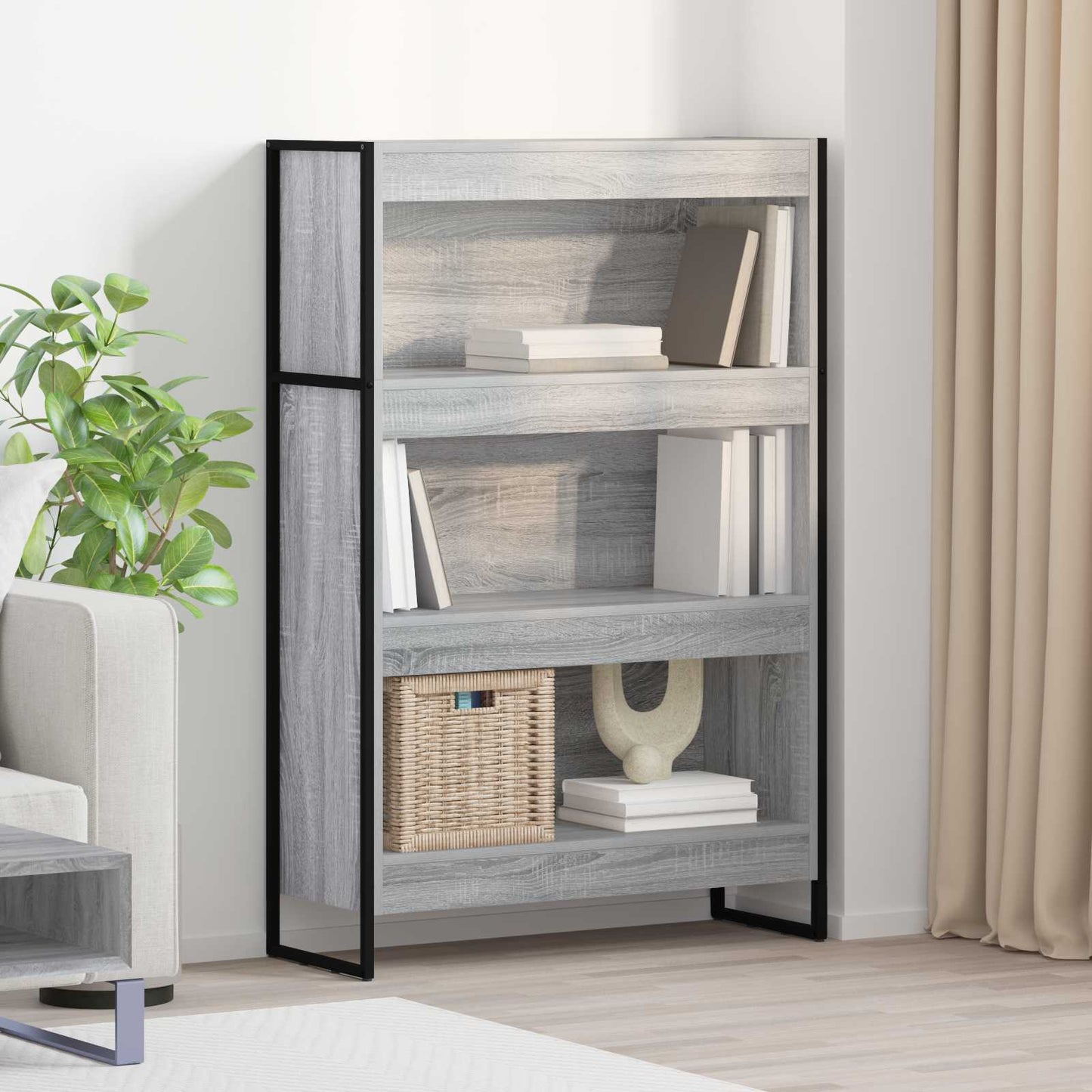 Bücherregal 80 x 30 x 121 cm Holzwerkstoff Graues Sonoma