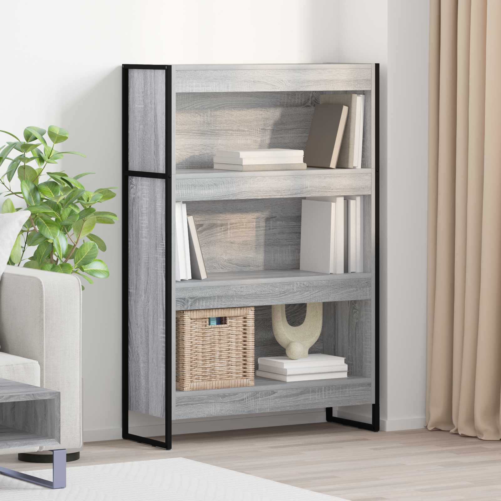 Bücherregal 80 x 30 x 121 cm Holzwerkstoff Graues Sonoma