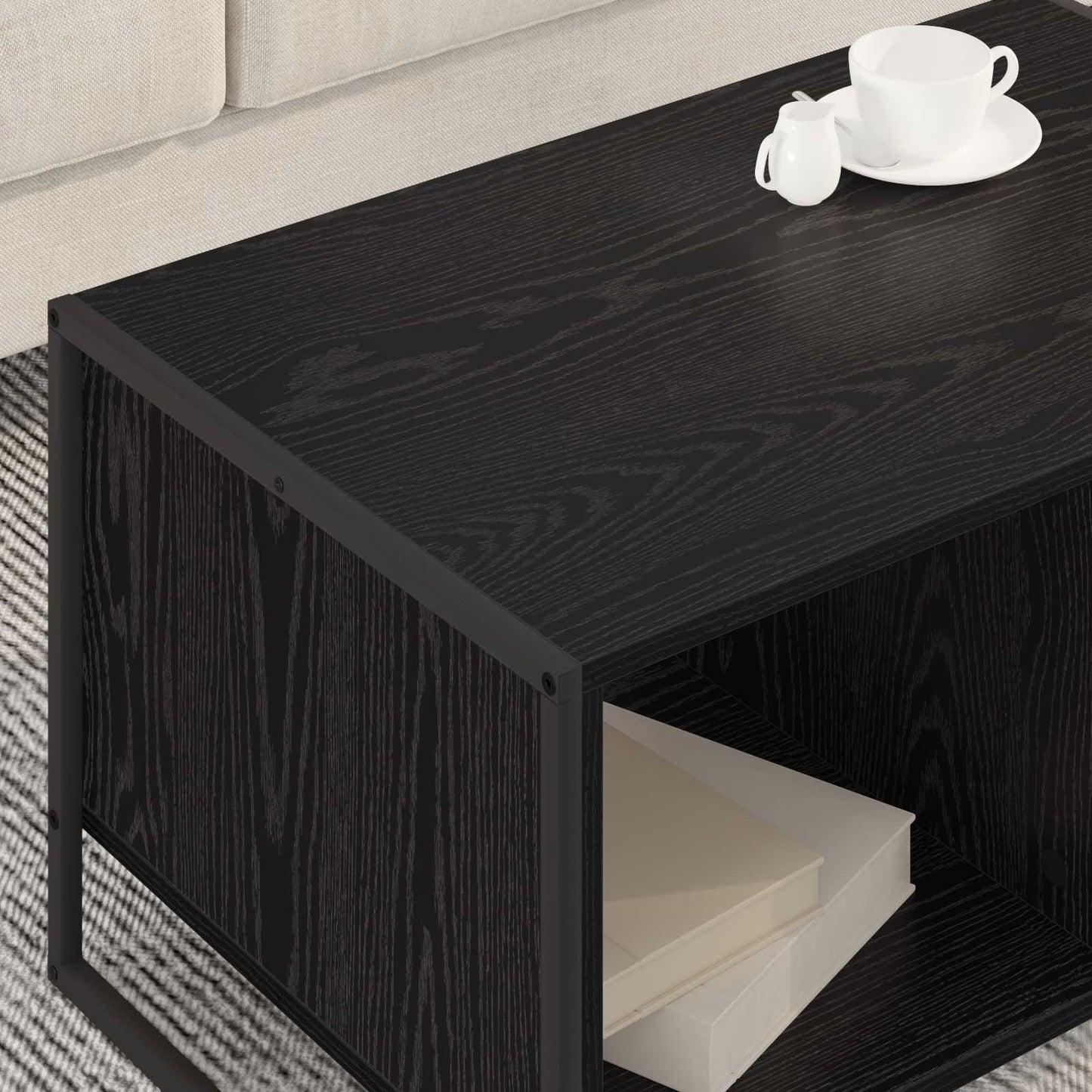 Couchtisch Schwarz Eichen-Optik 80 x 50 x 40 cm Holzwerkstoff
