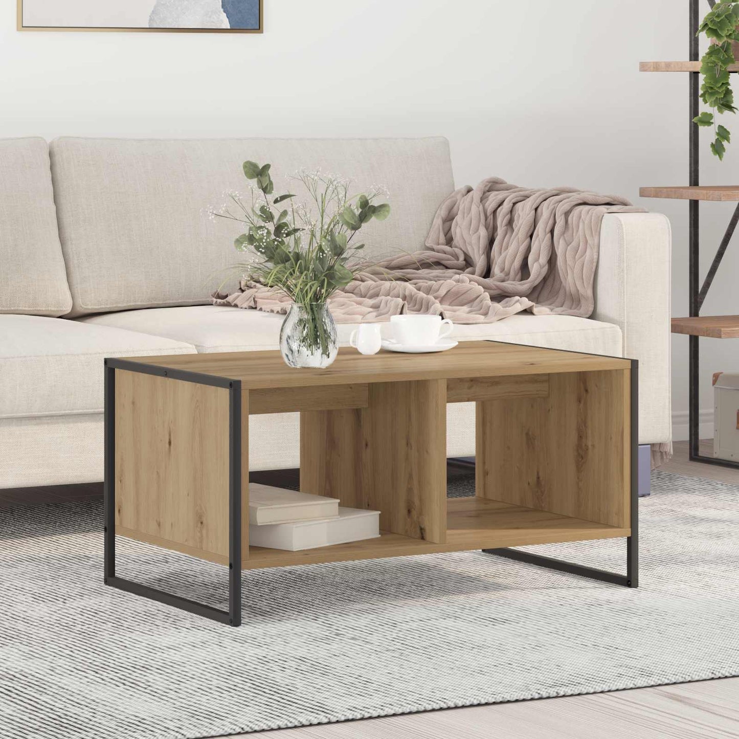 Couchtisch Kunsthandwerk Eiche 80 x 50 x 40 cm Holzwerkstoff