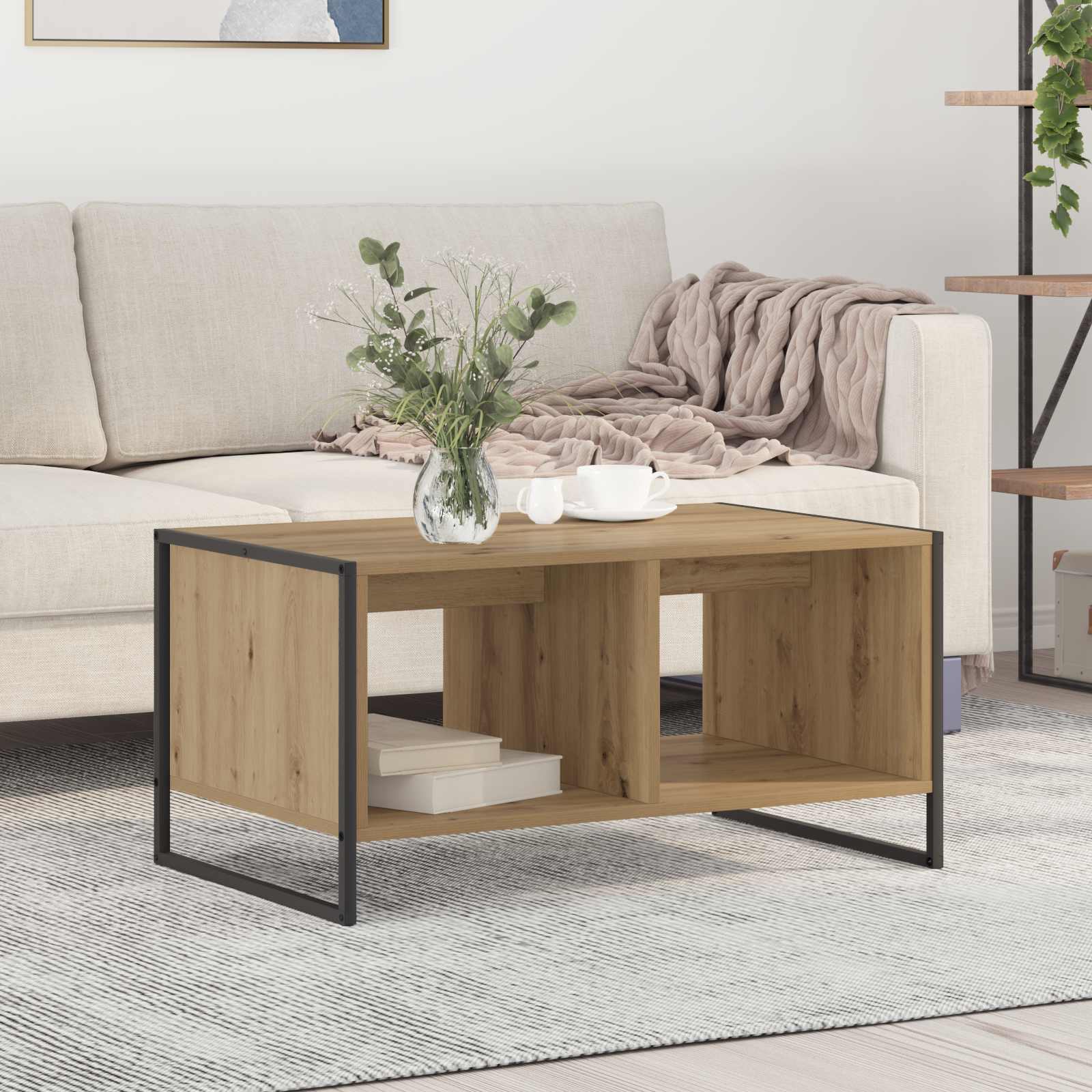 Couchtisch Kunsthandwerk Eiche 80 x 50 x 40 cm Holzwerkstoff