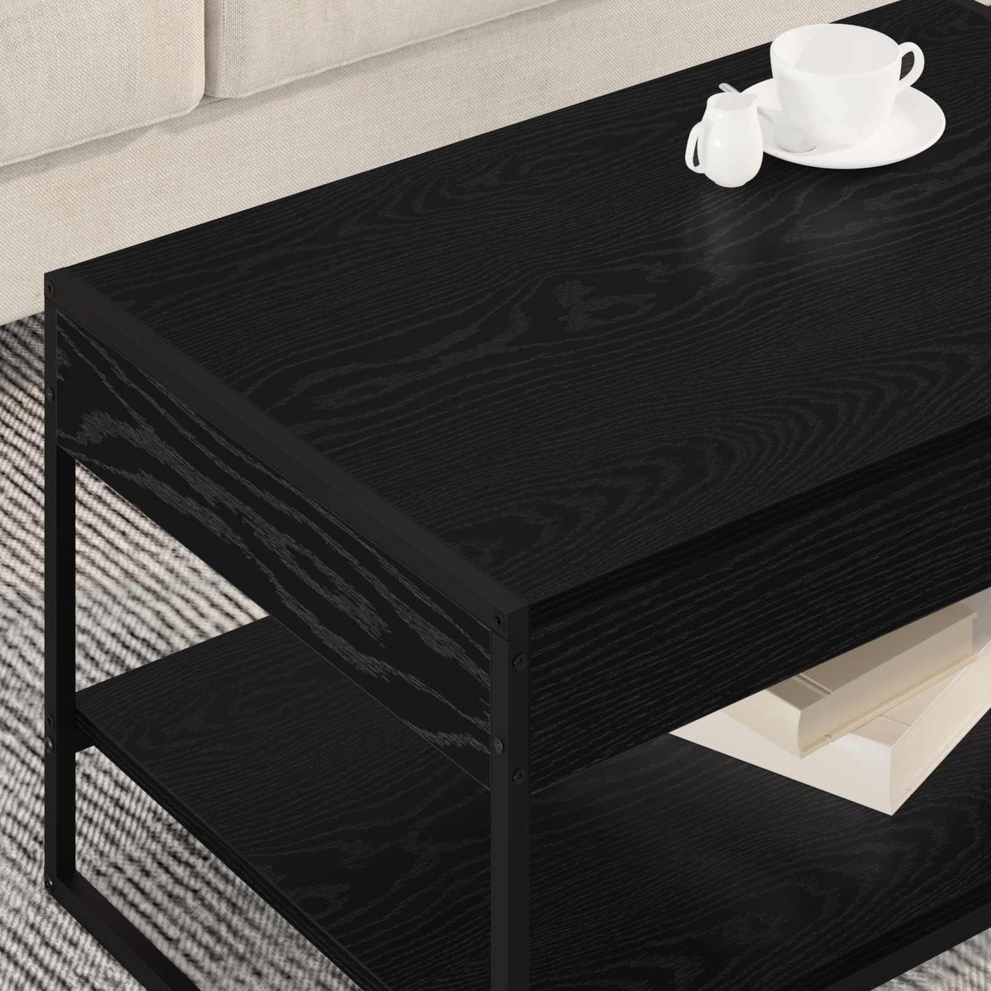 Couchtisch Schwarz Eichen-Optik 80 x 50 x 40 cm Holzwerkstoff