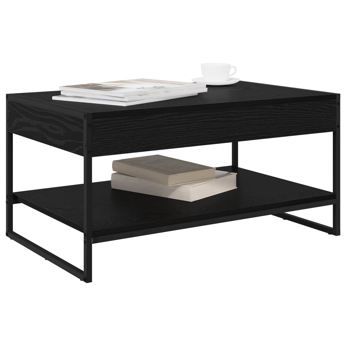 Couchtisch Schwarz Eichen-Optik 80 x 50 x 40 cm Holzwerkstoff