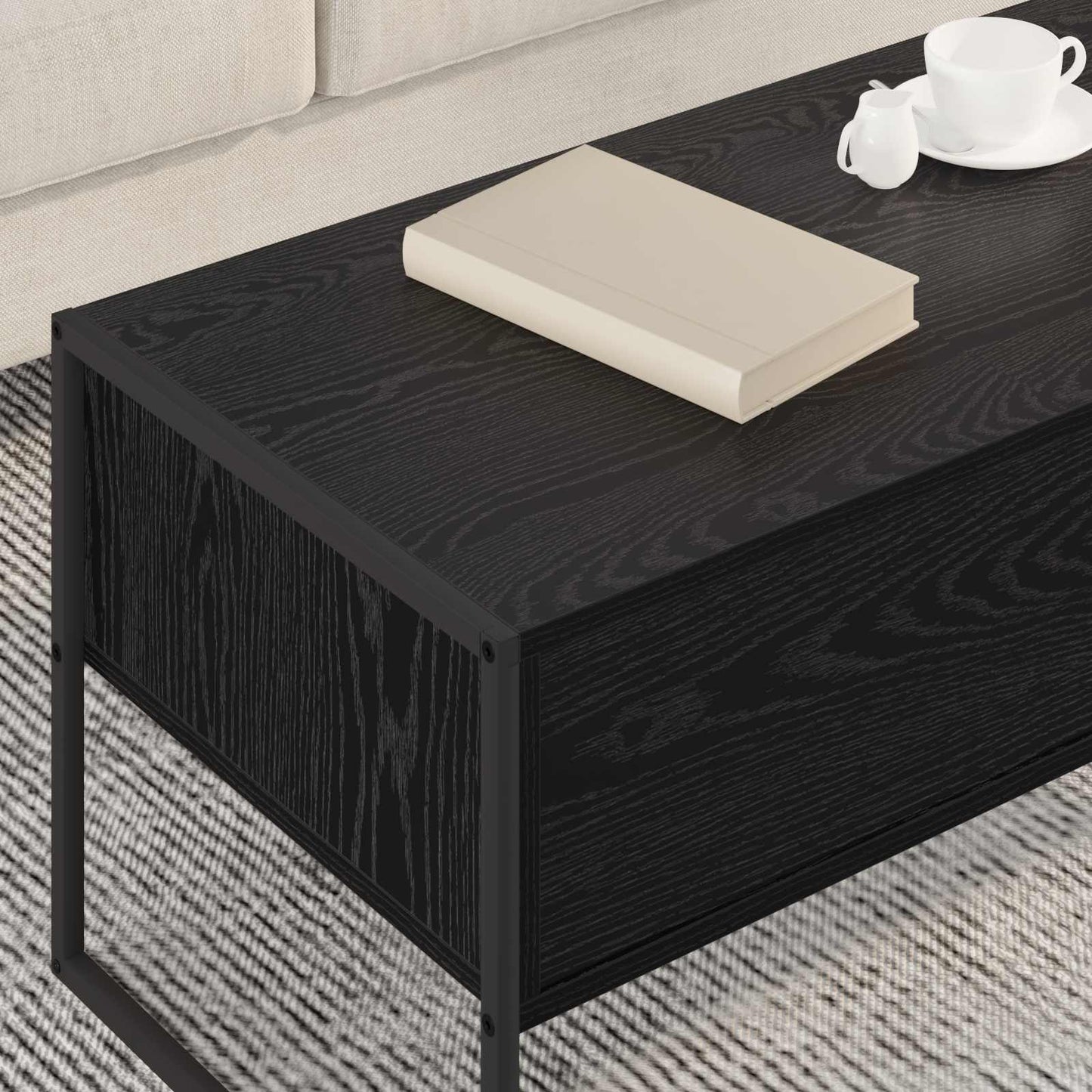 Couchtisch Schwarz Eichen-Optik 100 x 46 x 40 cm Holzwerkstoff