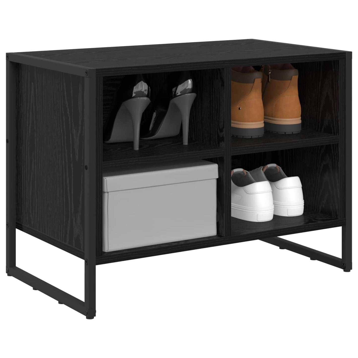 Schuhschrank 60 x 35 x 44 cm Holzwerkstoff Schwarz Eichen-Optik