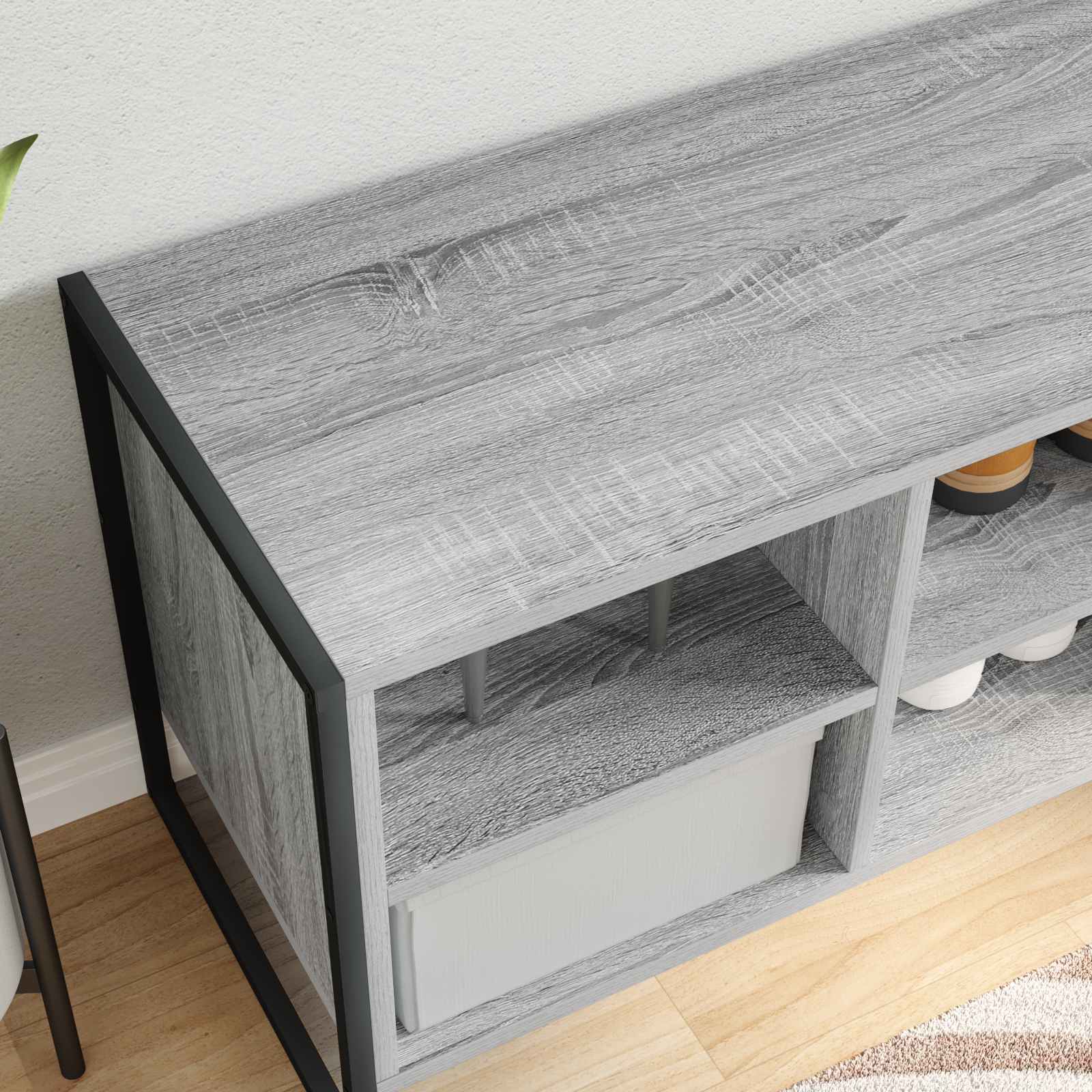 Schuhschrank 60 x 35 x 44 cm Holzwerkstoff Graues Sonoma