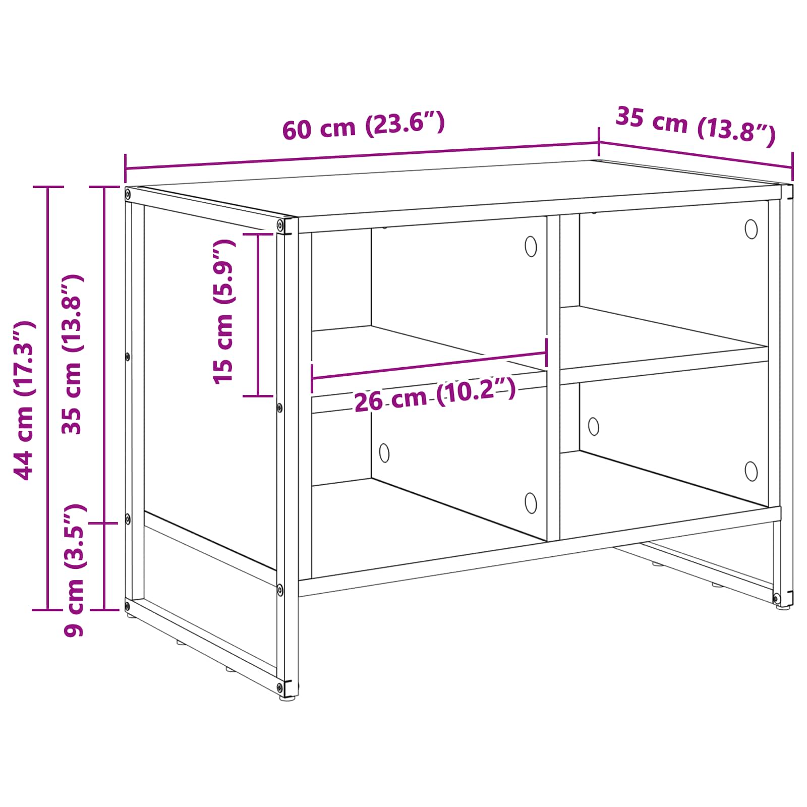 Schuhschrank 60 x 35 x 44 cm Holzwerkstoff Graues Sonoma