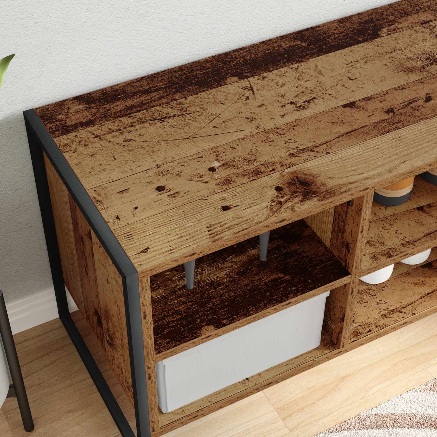 Schuhschrank 60 x 35 x 44 cm Holzwerkstoff Altholz