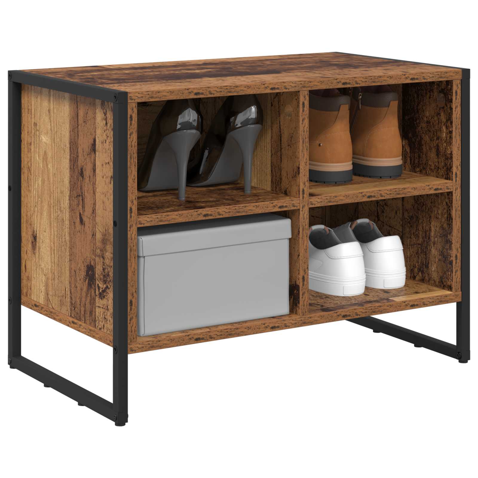 Schuhschrank 60 x 35 x 44 cm Holzwerkstoff Altholz