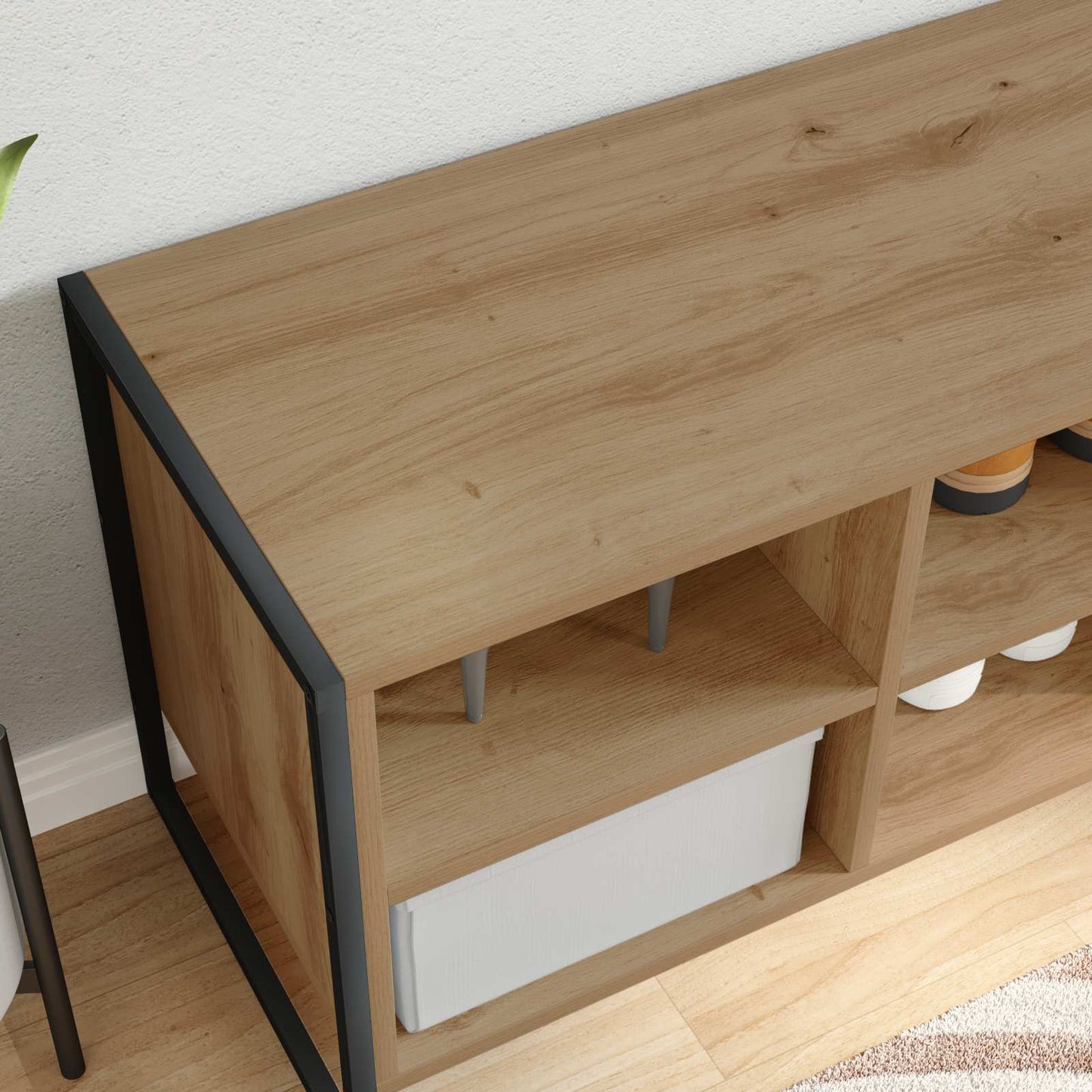 Schuhschrank 60 x 35 x 44 cm Holzwerkstoff Kunsthandwerk Eiche