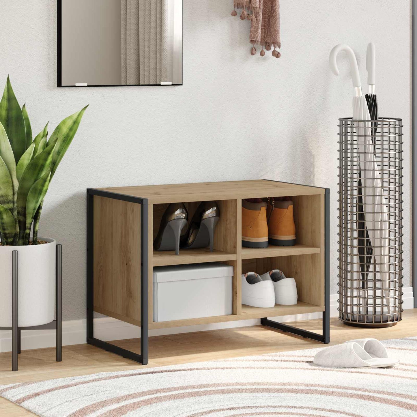 Schuhschrank 60 x 35 x 44 cm Holzwerkstoff Kunsthandwerk Eiche