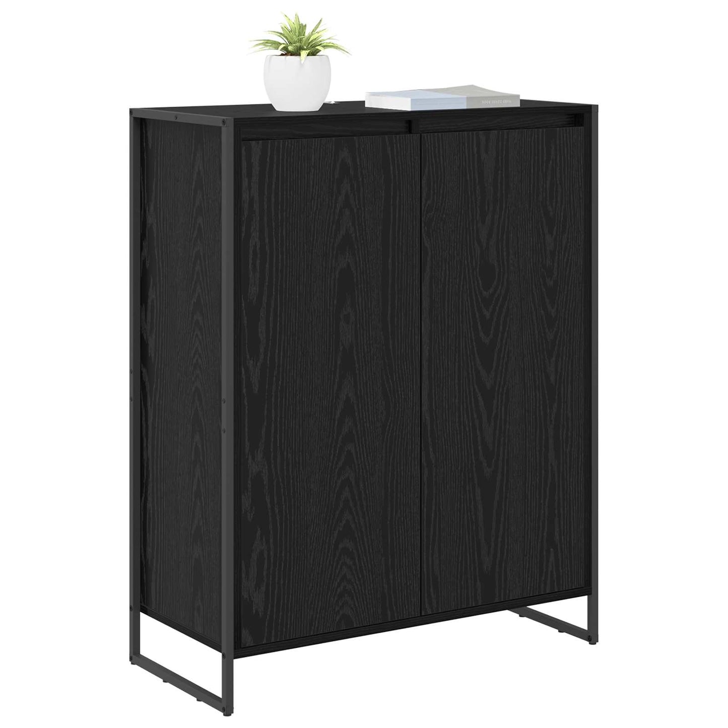 Schuhschrank mit Speicher Schwarz Eichen-Optik 79 x 36 x 100 cm
