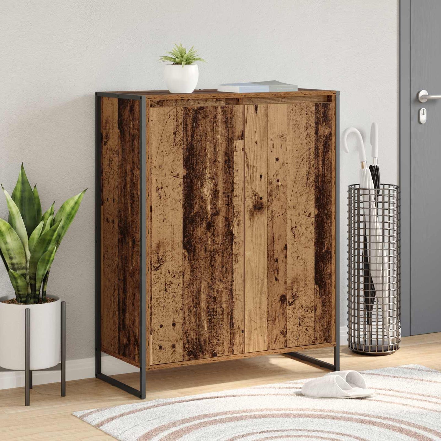 Schuhschrank mit Tür Altholz 79 x 36 x 100 cm Holzwerkstoff