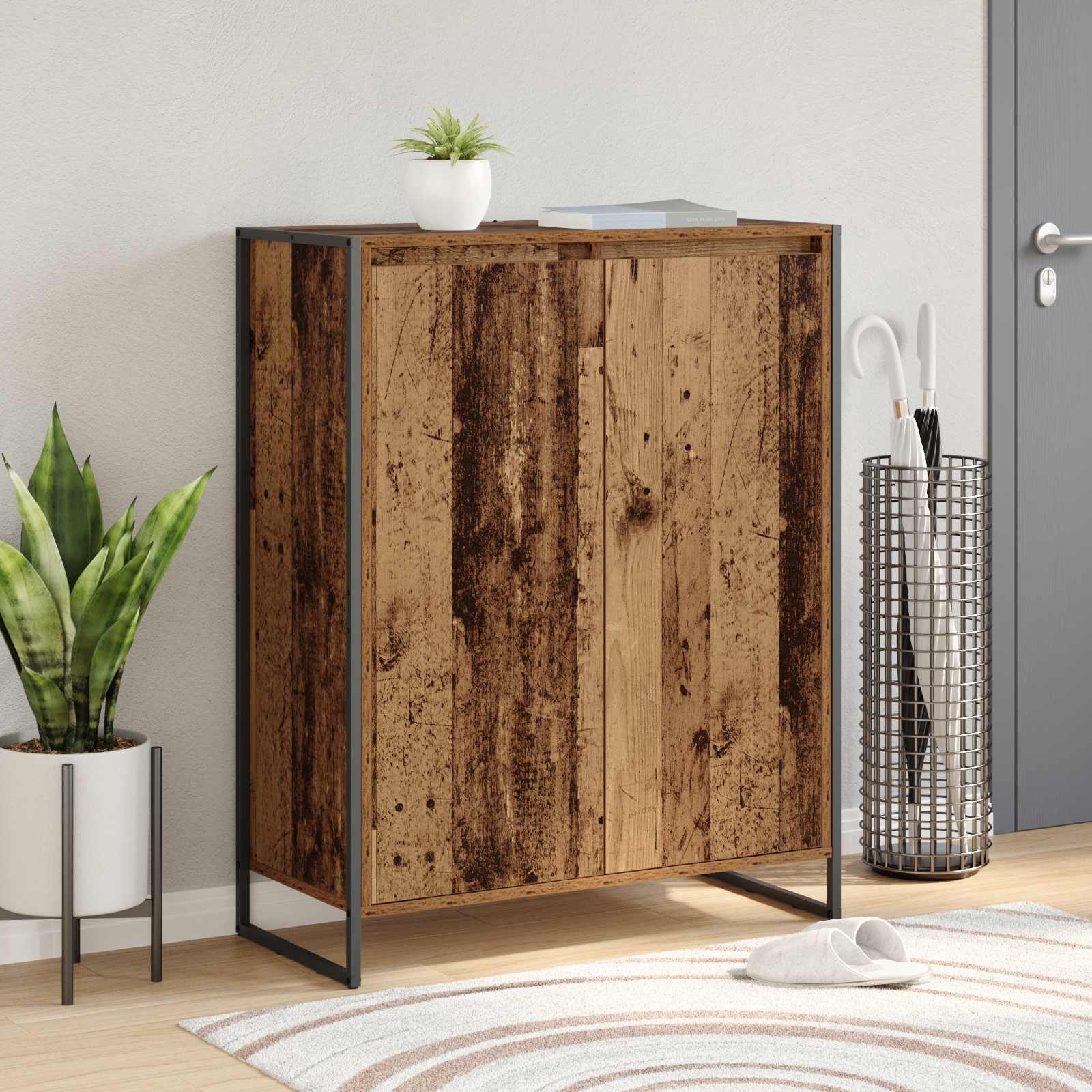 Schuhschrank mit Tür Altholz 79 x 36 x 100 cm Holzwerkstoff