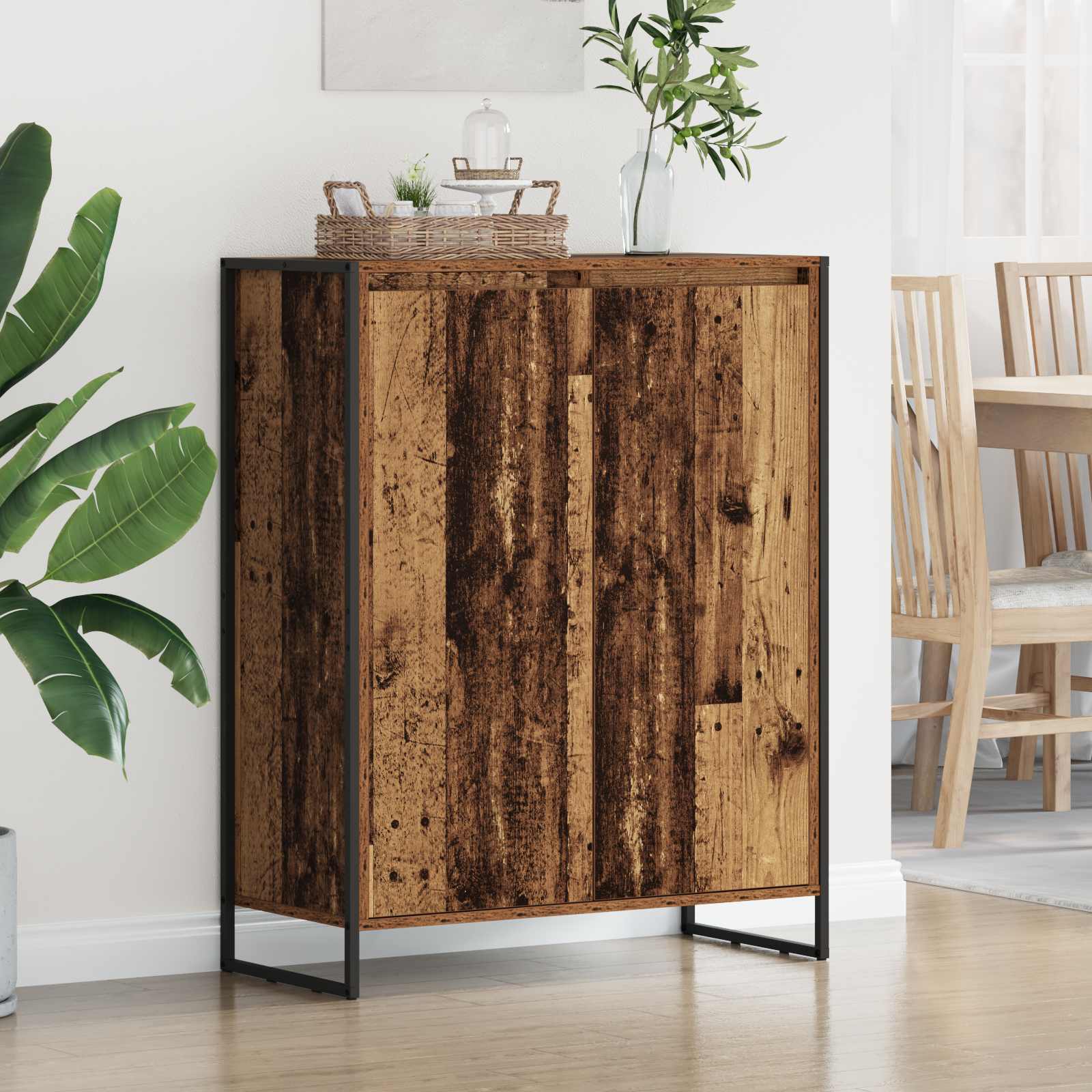 Schuhschrank mit Tür Altholz 79 x 36 x 100 cm Holzwerkstoff