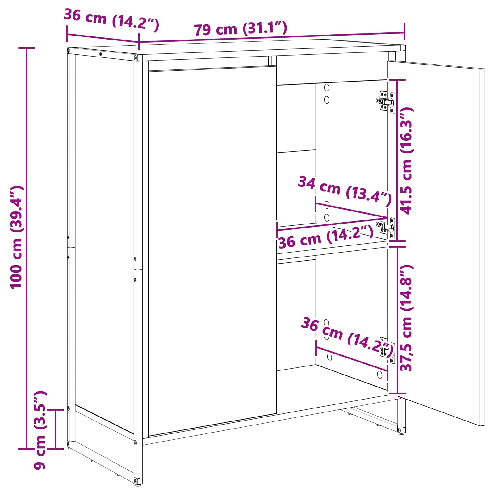 Schuhschrank Kunsthandwerk Eiche 79 x 36 x 100 cm Holzwerkstoff