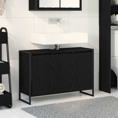 Badezimmerschrank Schwarz Eichen-Optik 90 x 30 x 60 cm