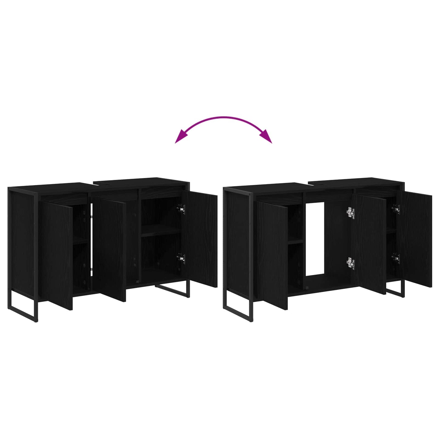Badezimmerschrank Schwarz Eichen-Optik 90 x 30 x 60 cm