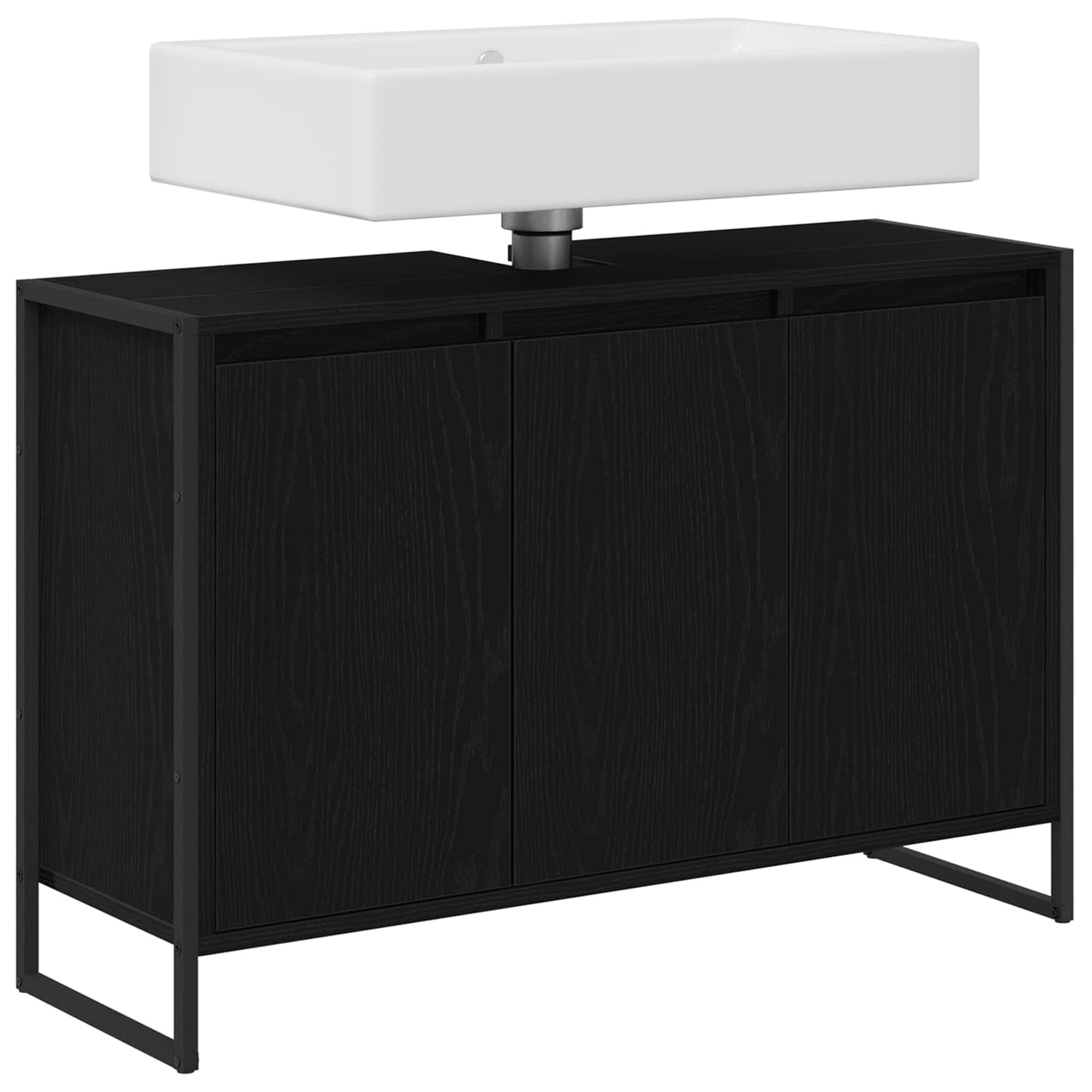 Badezimmerschrank Schwarz Eichen-Optik 90 x 30 x 60 cm