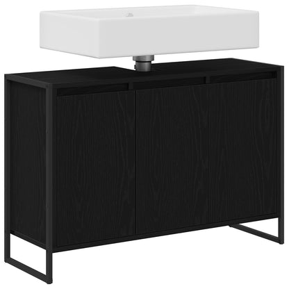 Badezimmerschrank Schwarz Eichen-Optik 90 x 30 x 60 cm