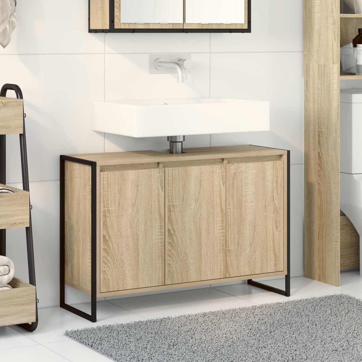Badezimmerschrank Sonoma 90 x 30 x 60 cm Holzwerkstoff