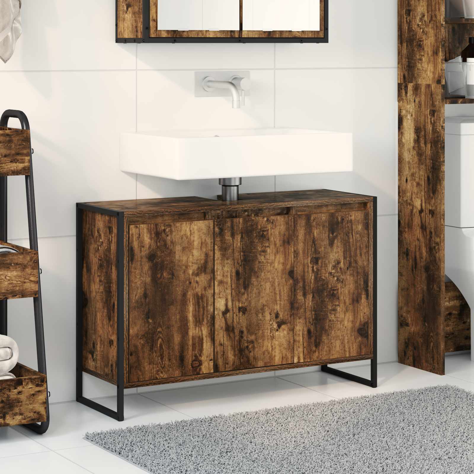 Badezimmerschrank Raucharbe 90 x 30 x 60 cm Holzwerkstoff