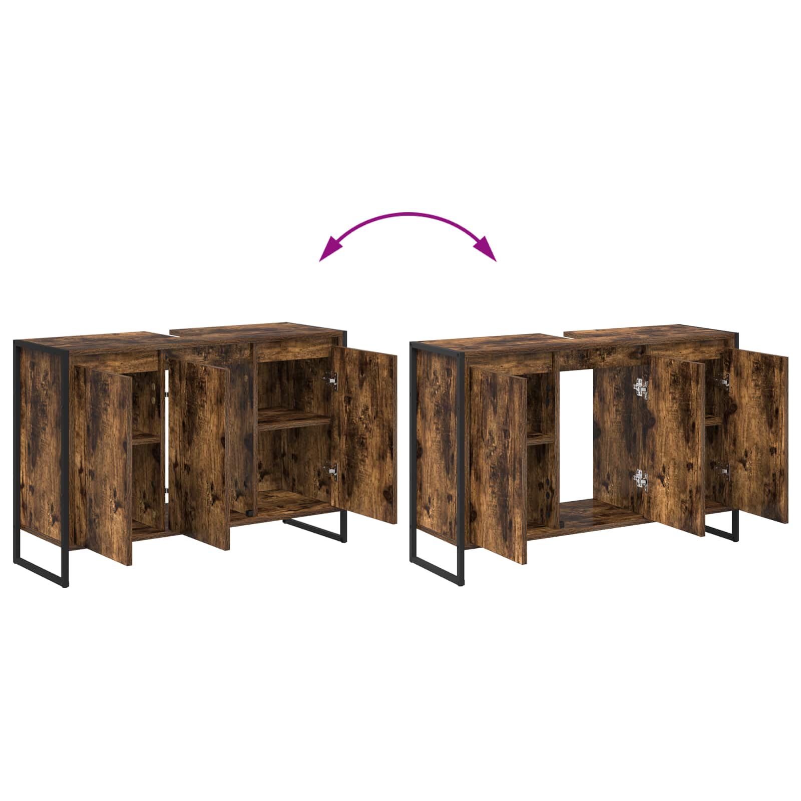 Badezimmerschrank Raucharbe 90 x 30 x 60 cm Holzwerkstoff