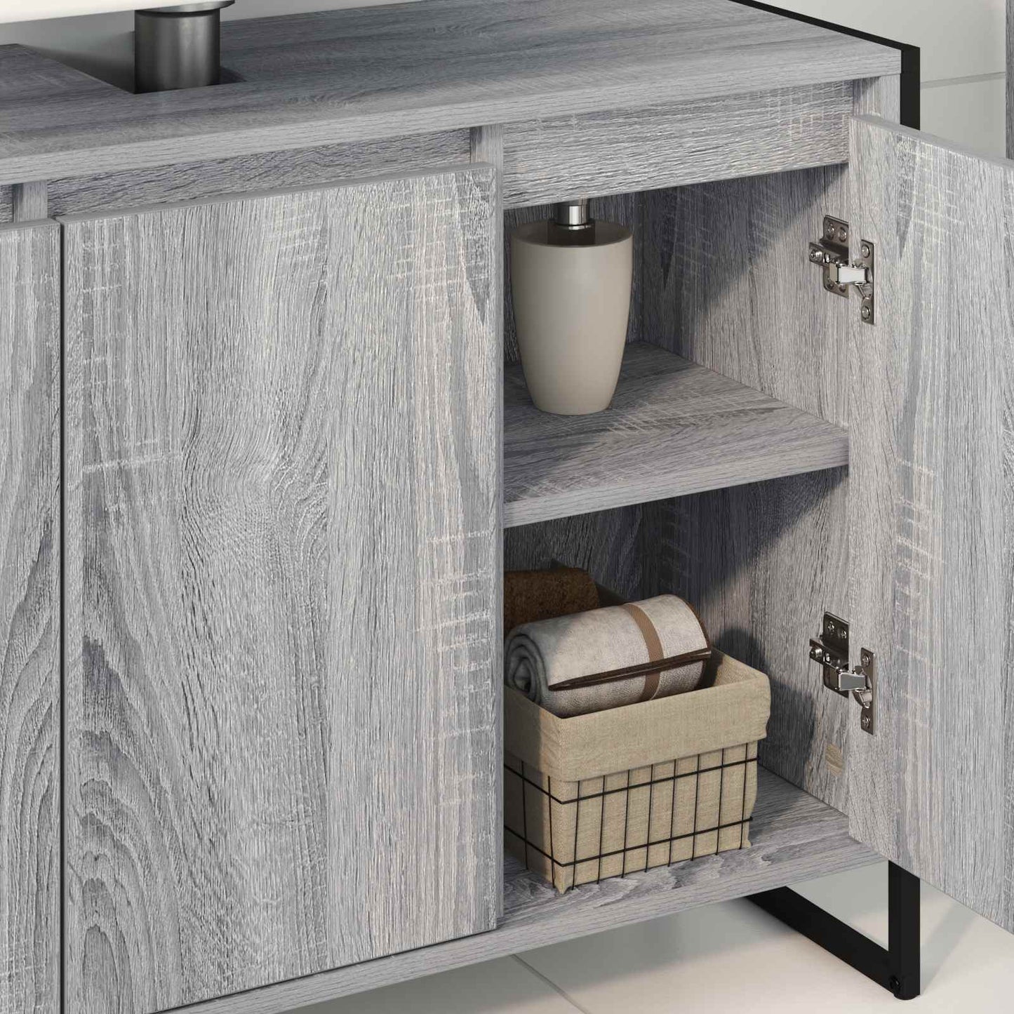 Badezimmerschrank Sonoma-Grau 90 x 30 x 60 cm Holzwerkstoff