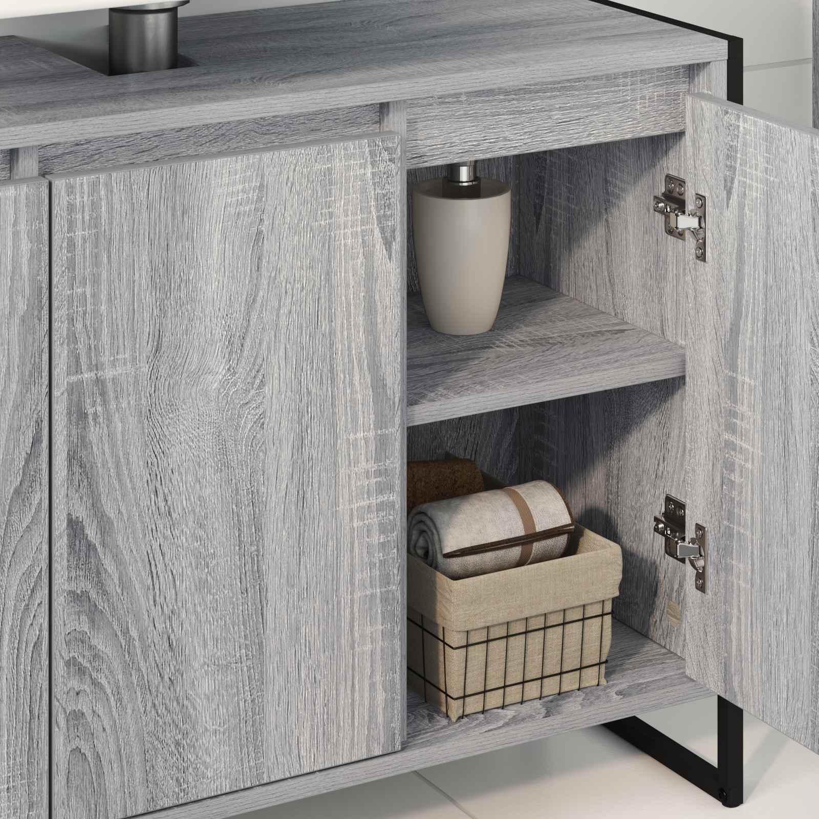 Badezimmerschrank Sonoma-Grau 90 x 30 x 60 cm Holzwerkstoff