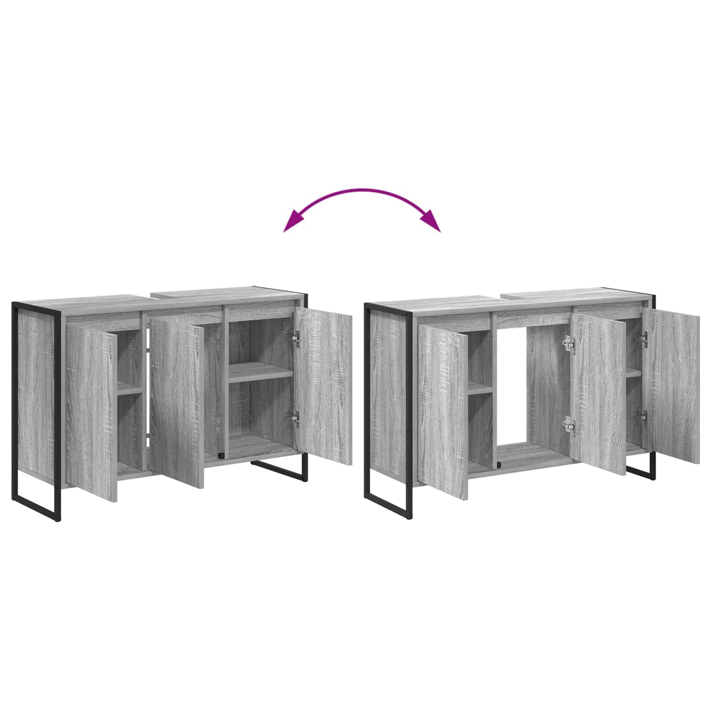 Badezimmerschrank Sonoma-Grau 90 x 30 x 60 cm Holzwerkstoff