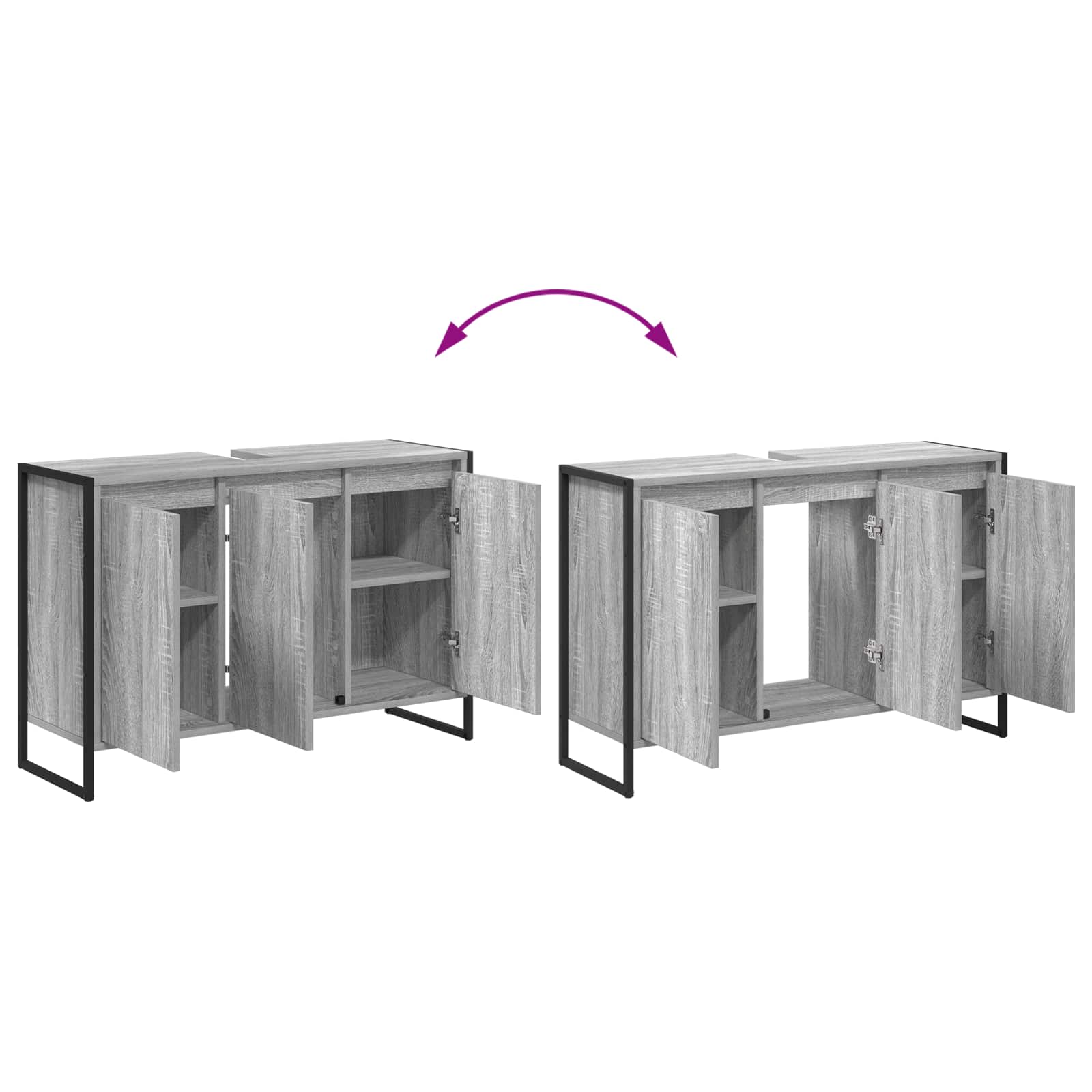 Badezimmerschrank Sonoma-Grau 90 x 30 x 60 cm Holzwerkstoff
