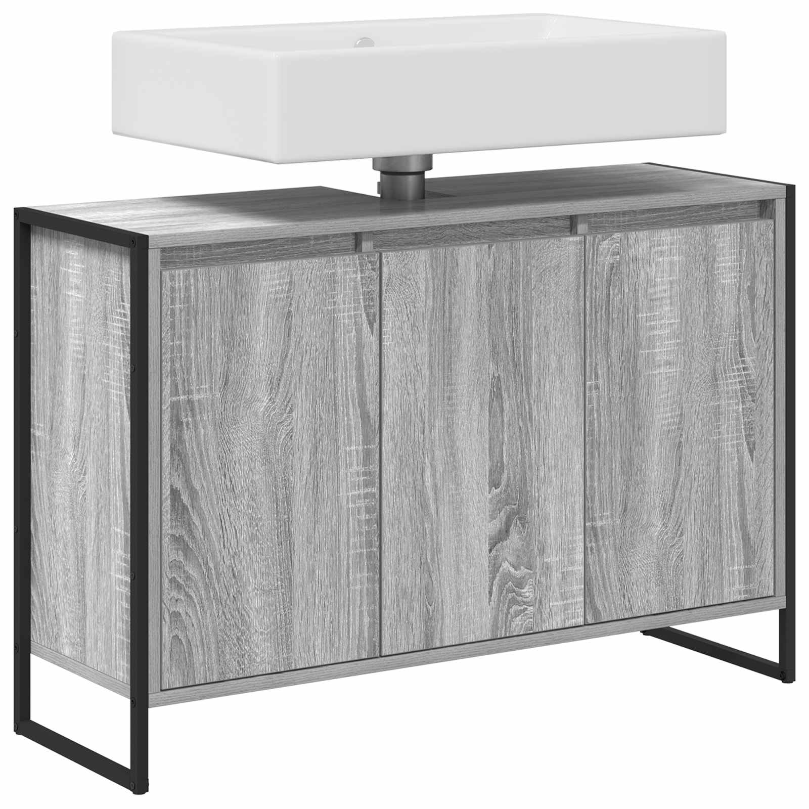Badezimmerschrank Sonoma-Grau 90 x 30 x 60 cm Holzwerkstoff