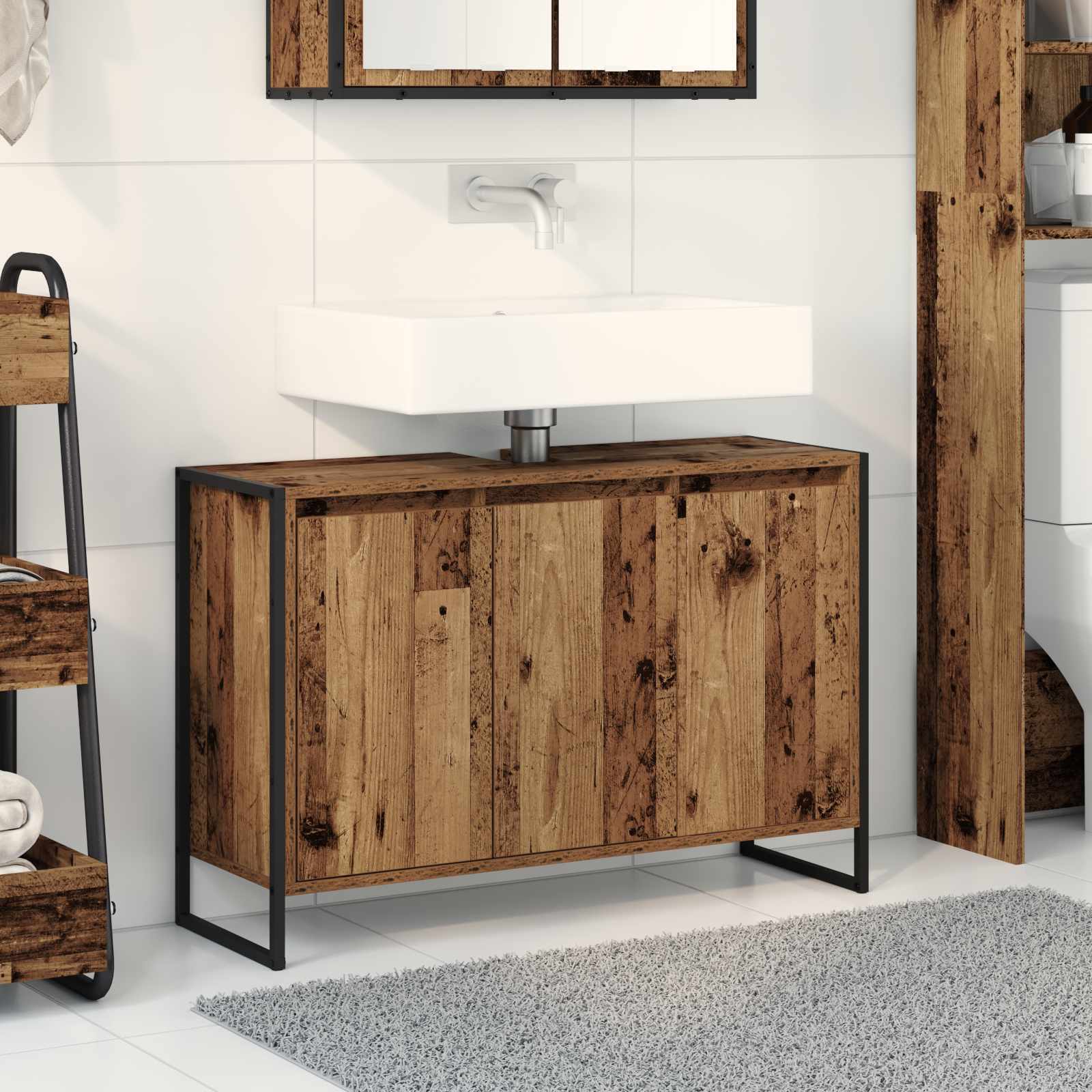Badezimmerschrank Altholz 90 x 30 x 60 cm Holzwerkstoff