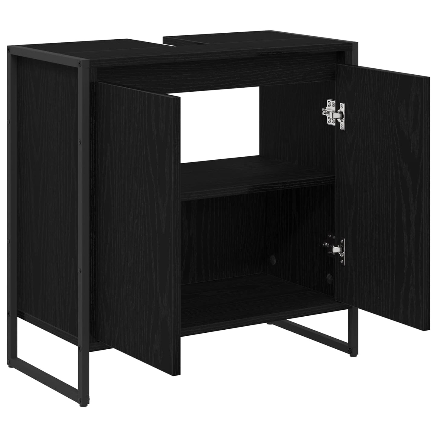 Badezimmerschrank Schwarz Eichen-Optik 60 x 30 x 60 cm